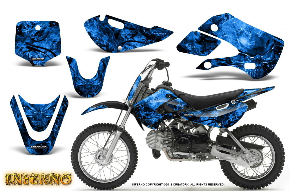 Kawasaki KLX110 KX65 Graphics Kit Inferno Blue